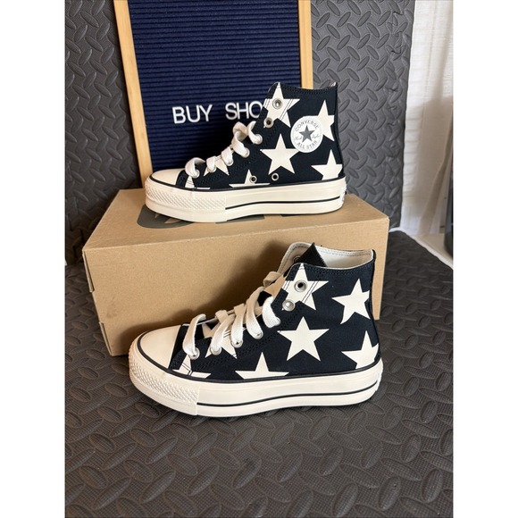 Converse Shoes - Converse All Star Lift Hi Large Stars Women Size 7 Platform Sneakers A09903C New